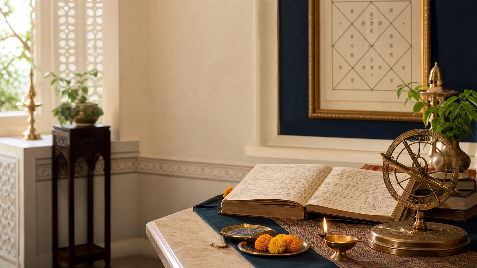 A professional Jyotish consultation setting